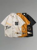 FOESCE 2025 Short sleeved Shirt for Boys Summer Thin Trendy Top Hip Hop Loose 2025 New Couple Casual Coat blusas masculina camisa