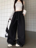 FOESCE Straight Wide Leg Loose Pant Women Fahsion 2025 Spring Summer New Baggy Sweatpants High Waist Csual Street Pants Chic Trousers