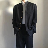 FOESCE Japanese College Uniform Jacket Stand-up Collar Suit Jacket Top Men's Spring Summer College Wind Trend Men Coat School Uniform