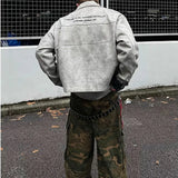 FOESCE Streetwear Washed Painted Autumn Windbreaker Jackets Mens and Women Turn Down Collar Baggy Clothes Oversized Loose Outwear Coats