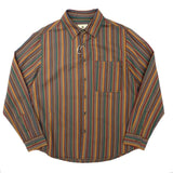 FOESCE Vintage National Striped Shirts for Men Spring Autumn Long Sleeve 100% Cotton Blouses Youth Male Casual Tops Soft Workwear