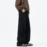 FOESCE Patchwork style Men's Baggy Straight Jeans Personality unisex Fashion Korean High Street Denim Pants Streetwear Male Trousers
