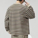FOESCE Spring Autumn New Round Neck Long Sleeve Fashion Sweatshirts Man High Street Striped Pockets Patchwork Pullovers Elegant Tops