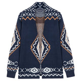 Winter Clothing Men's Luxury Graphic Knitwear Knitted Cardigan Sweater Leisure Long Sleeve Streetwear Lapel Vintage Coat