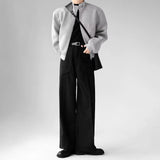 FOESCE Men Imitation Wool Three-Dimensional Stitching Business Casual Trousers Plain Classic Luxury Pants Old Money Men'S Clothing 2025
