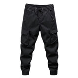 FOESCE Cargo Pants for Mens Elastic Casual Trousers Zipper Multi-Pocket Joggers