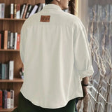 FOESCE 2025 New Spring and Autumn Fashion Trend Men's Polo Neck Solid Loose Casual Fashion Brand Long Sleeve Oversize Men's Work Shirt