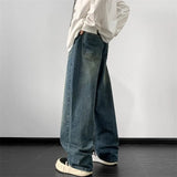 FOESCE Jeans men Wide Leg Jeans Male Loose Straight Denim Pants 2025 Autumn Harajuku Vintage Blue Jean Trouser Streetwear Clothes
