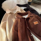 Autumn Winter Lambswool Shirt Jacket Men Warm Polo Neck Button Casual Pocket Vintage Fashion New Men Winter Jacket