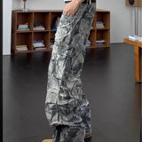 American Hip Hop Trendy Camouflage High Waist Cargo Pants Men Women Multiple Pockets Straight Joggers Wide-leg Baggy Trousers