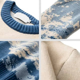 Autumn Winter Trendy Round Neck Men's Sweater Loose-fit Knitted Top Long Sleeve Jacket Casual Scene Snow Mountain System