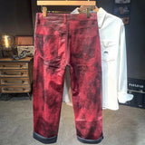 FOESCE Men Streetwear Fashion Hip Hop Punk Gothic Vibe Casual Straight Leather Pant Man Y2k Trousers Motorcycle Pants Stage Clothing