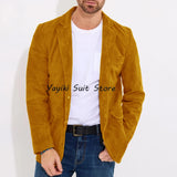 FOESCE Men's Suede Jacket Men's Dress Jackets for Suit Elegant Clothes Man New in Coats and Jackets Mens Suits Luxury Man Coat Blazers