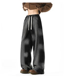 FOESCE Men  Relaxed Elastic Drawstring Waist Washed Wide Leg Floor Length Jeans Casual Comfortable Baggy Trousers Trendy Fashion 2025