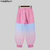 FOESCE INCERUN 2025 American Style Trousers Mens Fashion Fake Two-piece Tie Dyed Pants Casual Clubwear Male Personality Pantalons S-5XL