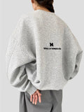 FOESCE Women Fashionable Retro Grey Sweatshirts Autumn Winter Loose Casual Hoodie Round Neck Oversize Pullovers Tops