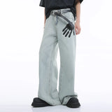 FOESCE 2025 Same VoguoRay Design Hip-hop Palm Print Jeans loose Straight Leg Foor Pepe Pants For Men Streetwear Mens Hiphop Pantalon