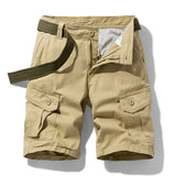 FOESCE Men Summer Brand New Solid Casual Classic Cargo Shorts Men Fashion Cotton Multi-pocket Shorts Men Outwear Breathable Shorts Male