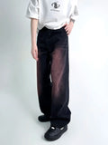 FOESCE 2025 Black Washed Red Jeans Men's Loose Straight Trendy 2025 New Versatile Wide Leg Pants streetwear denim men skinny