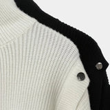 FOESCE 2025 New Mens Spring And Autumn Fashion Turtleneck Solid Color Loose Knitted Sweater Casual Simple Knitted Sweater Unisex