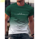 FOESCE Fashion Summer 3D Stripe Letter Print Men's T Shirt Hip Hop Trend Harajuku Streetwear Casual O-neck Oversized T-shirts Men Tops