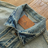 FOESCE Sauce Zhan Mans Denim Jacket Destroy Wash Distressed Selvedge Ripped Jean Jacket Men 14.5 Oz Loose Fit