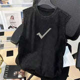 FOESCE Street Cycling Vest Men's Pure Cotton Vest Summer New Sleeveless Washed Old Ruffian Handsome Trend Retro American Vest Clothes
