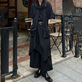 FOESCE Genderless Trendy Skirt Gothic Dark Style Loose Hakama Pants Wide Leg Pants 2025  Large Size Design Samurai Pants Men Clothing