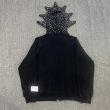 Foesce Blutosatire Black Hoodie Zipper Logo Adhesive Printed Loose Couple Personalized Hoodie