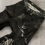 FOESCE 2025 New Black Ripped Baggy Jeans Goth Retro Y2k Denim Pants Men and Women Casual Hip Hop Straight Wide Leg Trousers Streetwear