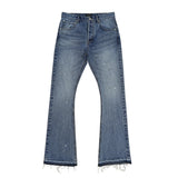 FOESCE High Street Washed Ink Splashed Baggy Boot Cut Men's and Women's Straight Casual Flare Pants Loose Jeans Oversize Denim Trousers