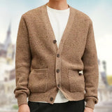 Men's Casual Knitted Sweater European and American Autumn and Winter Styles V-neck Thick Cardigan Sweater Woolen Jacket