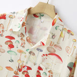 Men's Vintage Mushroom Printed Shirt Casual Streetwear Button -down Long Sleeve Shirts for Men Leisure Loose Stylish Spring