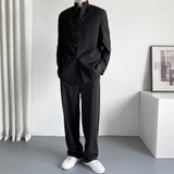 FOESCE Mens Chinese Style Stand Collar Cheongsam Button Suit Genderless Autumn Winter Fashion Trend Business Casual Retro Suit Unisex