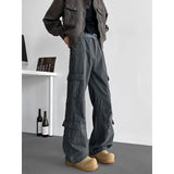 FOESCE Cargo jeans mens 2025 Spring Men Baggy Jeans Men Wide Leg Pants Big Pockets Streetwear Trousers Male Loose Denim Pants
