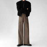 FOESCE Men Imitation Wool Three-Dimensional Stitching Business Casual Trousers Plain Classic Luxury Pants Old Money Men'S Clothing 2025