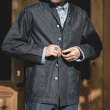 FOESCE Maden Lapel Jeans Jacket 13.5 Oz Multi Pockets Coat Men’s Vintage Deck Workwear Denim Shirts Quality Fashion Clothes For Male