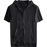 FOESCE 2025 New Summer Casual Loose and Simple Solid Color Quick Drying Breathable Fashion Versatile Short Sleeved Zippered Hoodie