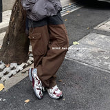 FOESCE  High street overalls for men and women 2025 Summer Fashion Brand Large Pocket Straight Loose Wide Leg Casual jogger Pants