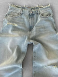 American Style Ripped Jeans Men's Fashion Brands Casual Loose Denim Pants High Street Vintage Embroidered Straight Trousers