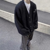 FOESCE Mens Sweater Brooch Casual Knitwear Streetwear Fashion Youth Campus Versatile Valentines Cardigan Old Money Men'S Clothing 2025