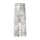 FOESCE Dirty Dyed Patchwork Wide Leg Baggy Jeans for Men and Women Straight Y2k Ropa Hombre Denim Trousers Oversized Casual Cargo Pants