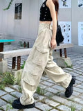 FOESCE American workwear casual pants for women in spring and autumn, loose straight leg design, spicy girl, high waist, floor length,