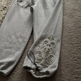 FOESCE Y2K Double Waist Jogger Pants Men Poker Embroidery Pattern Sagging Pants Street Hip Hop Gym Sportwear Unisex Baggy Sweatpants