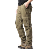 FOESCE Large Pocket Loose Overalls Men's Outdoor Sports Jogging Tactical Pants Elastic Waist Pure Cotton Casual Work Pants