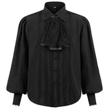 FOESCE Men Dress Shirts Long Sleeve Vampire Renaissance Steampunk Gothic Ruffled Vintage Medieval Shirts Men Clothing Chemise Male
