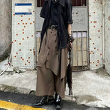 FOESCE Genderless Trendy Skirt Gothic Dark Style Loose Hakama Pants Wide Leg Pants 2025  Large Size Design Samurai Pants Men Clothing