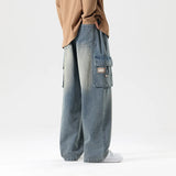 FOESCE Big Size Men's Cargo Jeans Loose Wide Leg Straight Denim Pants Male Autumn Streetwear Casual Baggy Cowboy Trouser Plus Large 8XL