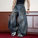 FOESCE Street Vintage Jeans Men'S Autumn New Style Loose Design Wide Leg Pants Korean Version Retro Jeans Oversize Pants