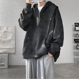 FOESCE Retro Tie-dye Printed Hoodie Men Fleece Warm Pullover Sweatshirts High Street Hip Hop Streetwear Oversized Unisex Hoodie